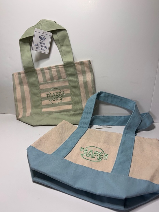 Trader Joe'S Handbags - S/2 Trader Joes Mini Bags Spring 2026 Pastel Blue & Summer 2026 Pastel Striped